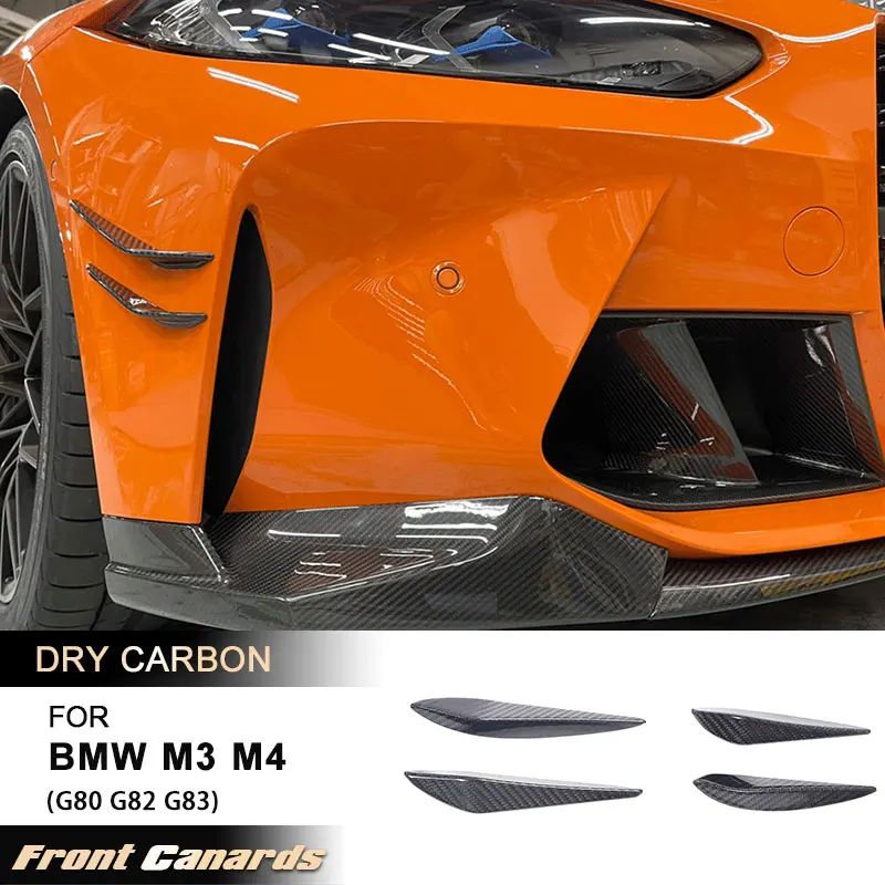 

Автомобильный передний бампер Canards для BMW G80 M3 G82 G83 M4 2021 2022, гоночные передние боковые сплиттеры, плавники, комплекты кузова Prepreg Dry Carbon