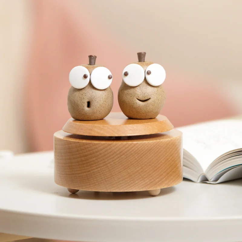 

Retro Wooden Music Box Ceramic Shape Birthday Gift Desktop Decoration Ornaments Spirited Away