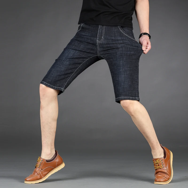 

Мужские повседневные шорты до колен, летние брендовые тонкие эластичные джинсы из высококачественного хлопка, модель 28-46, 2023