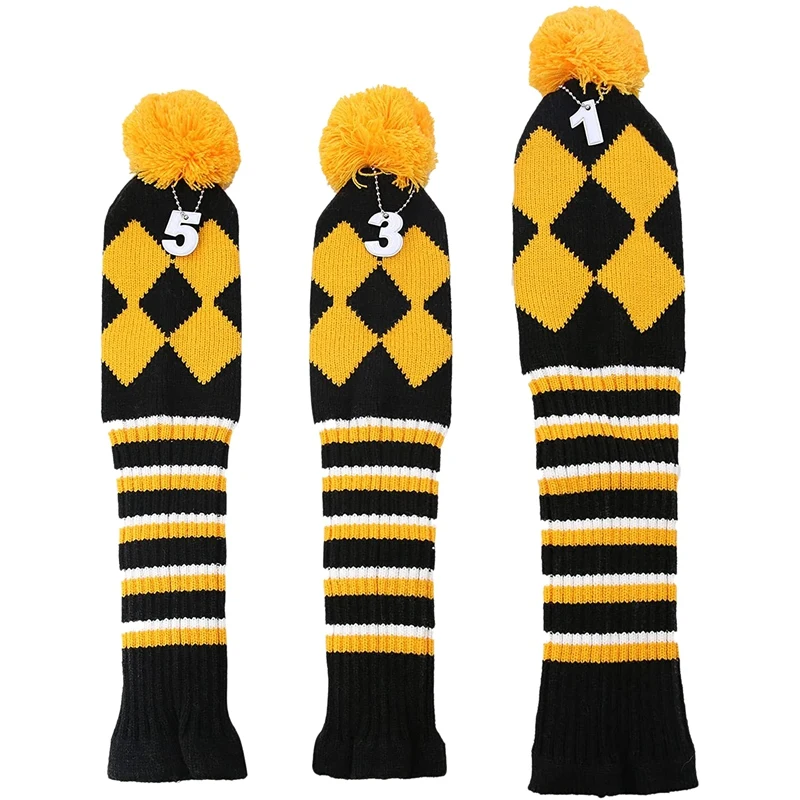 

Golf Headcover Set Golf Club Head Covers for Driver Fairway Wood Hybrid with Number Tags