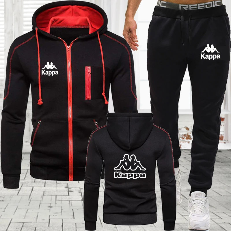 

2 Piece Men's Set Sportswear Hooded Zipper Jacket+Jogging Sweatpants Autumn Winter Male Sport Suit Korean Style Harajuku S-4XL