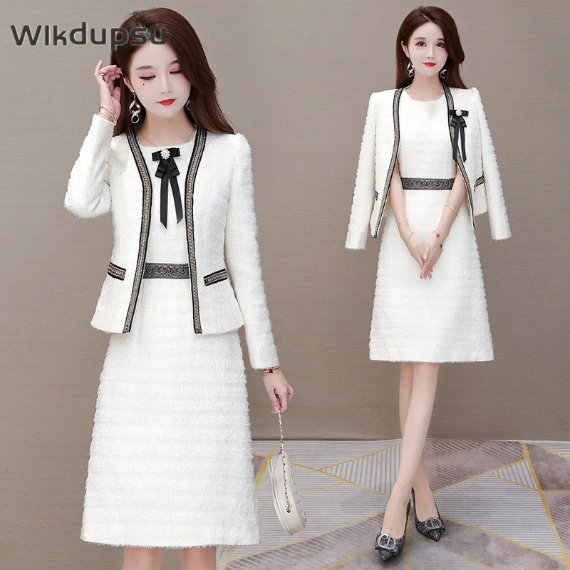 

Dress Suits For Women Fashion Long Sleeve Blazer Jacket Top Korean Fashion Designer Autumn Winter Clothes Ladies Midi Dresses