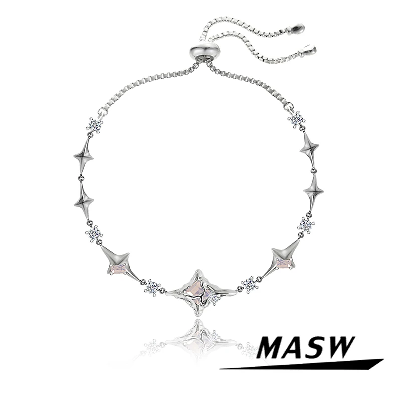 

MASW Original Design Pretty Jewelry Senior Sense High Quality Copper Delicate Chain Star Bracelet For Women Gift