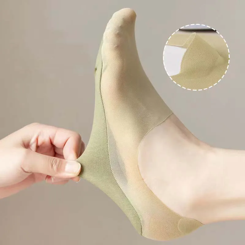 Women Socks Breathable Ice Screen Mesh Hole Boat Socks Comfortable Cotton Invisible Non-Slip Short Socks Ultra-Thin S