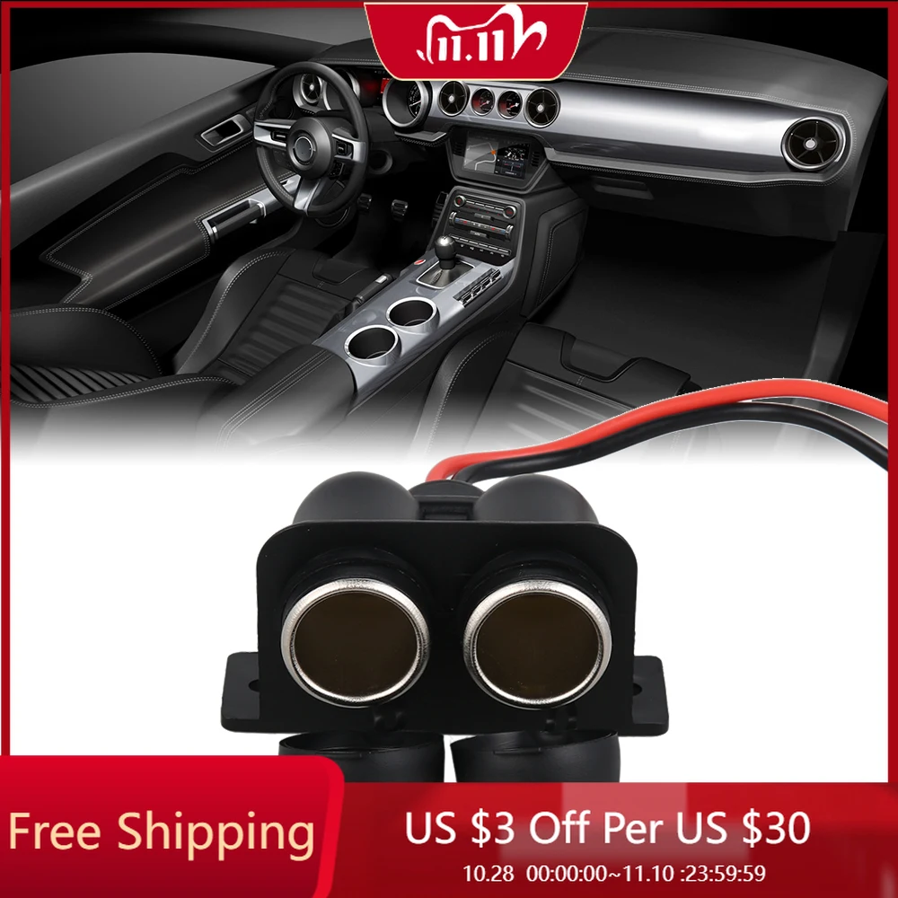 

12V 2-Way Car Cigarette Lighter Charger Cable Female Double Socket Plug Connector Adapter Car Cigarette Cable Accessories