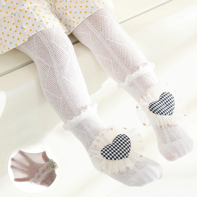 

Тонкие летние колготки для новорожденных девочек, детское платье, носки, хлопковые милые сетчатые дышащие кружевные детские колготки