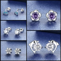 hot 925 silver independent creative exquisite dolphin shining snowflake womens earrings couple gifts fashion charm jewelry
