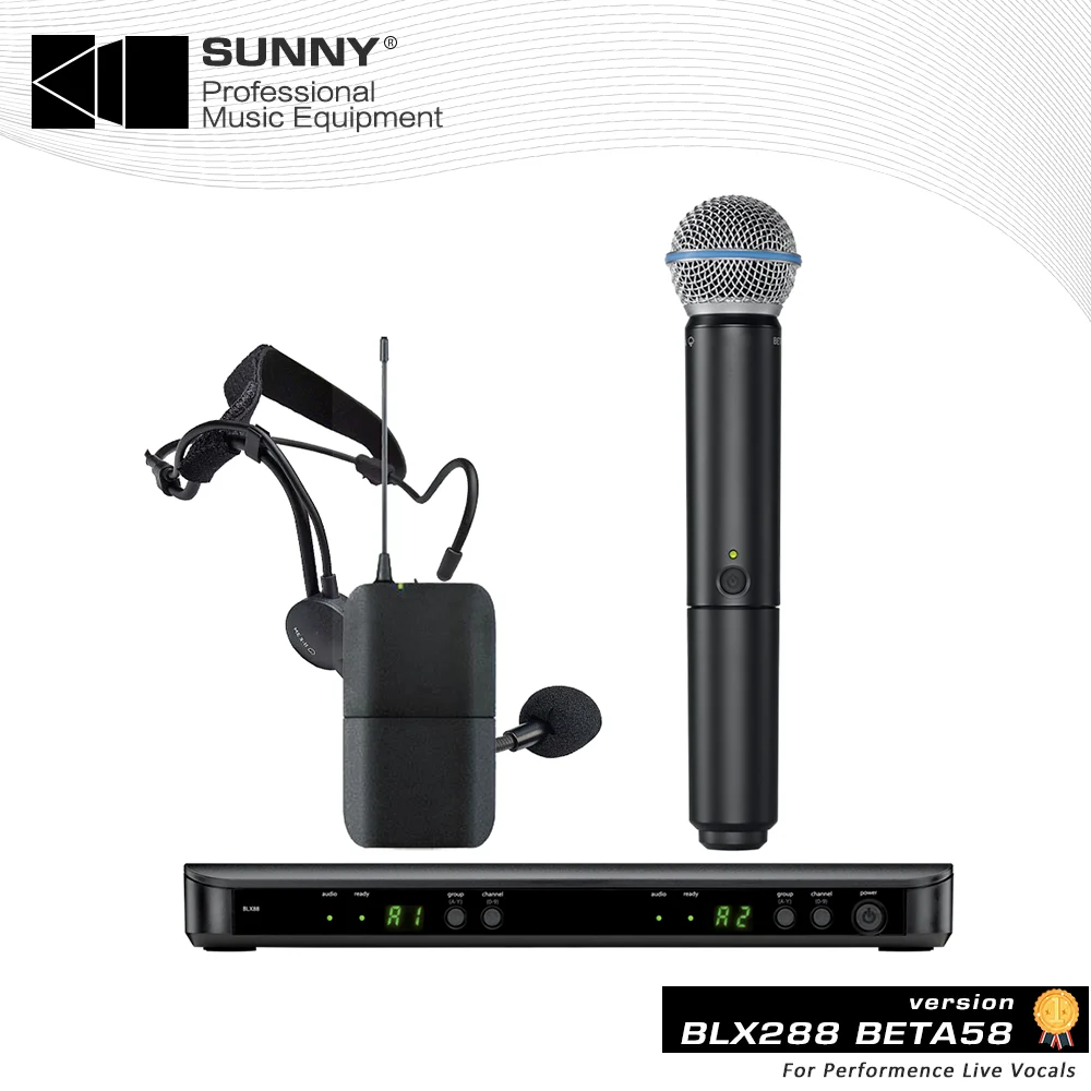 

BLX188 BLX288 BETA58 SM58 PG58 2-канальный беспроводной микрофон UHF двойной микрофон комплект беспроводной системы для Shure караоке сцены