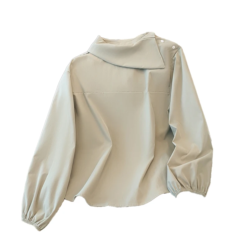 Женская рубашка с длинными рукавами-фонариками свободного покроя