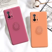 luxury magnetic car holder liquid silicone case for xiaomi redmi note 11 11t 10 10s pro lite camera protection shockproof cover