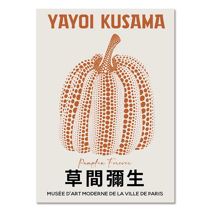 

Абстрактная Скандинавская Настенная картина Yayoi Kusama с тыквой, декор для гостиной, винтажный металлический жестяной знак, Постер, табличка, Н...