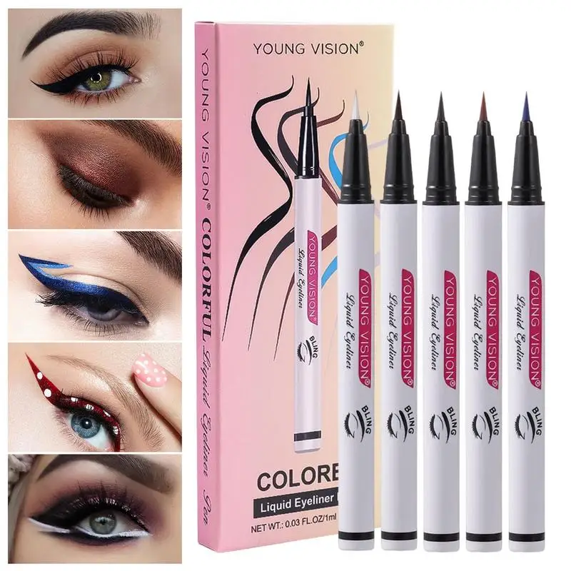 

5 цветов Подводка для глаз стойкая и водостойкая жидкая подводка для глаз карандаш быстросохнущая и устойчивая к размазыванию разноцветная...