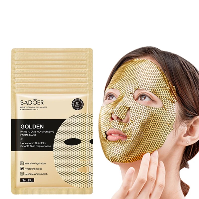 

10 шт., увлажняющая маска для лица с золотыми сотами