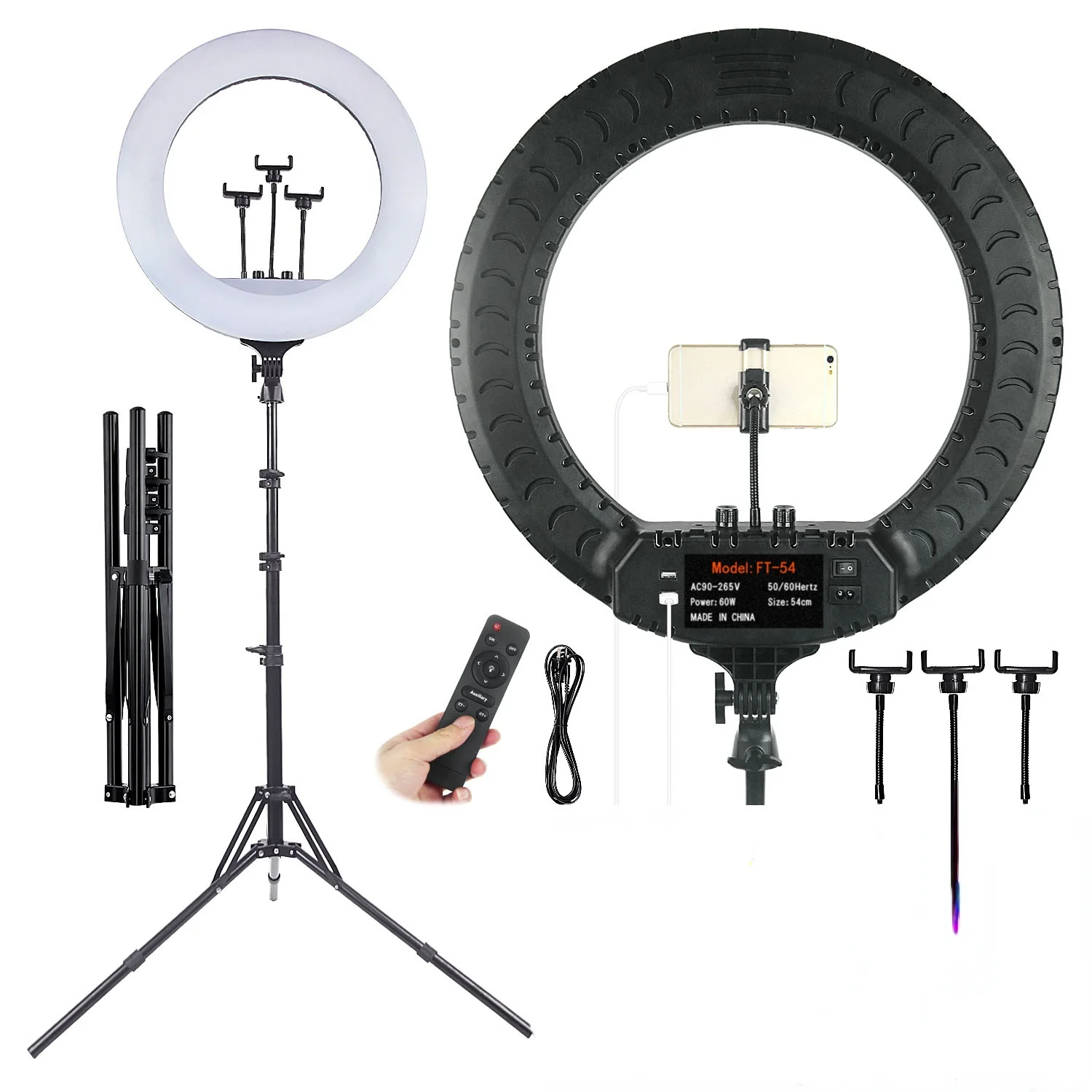 

fosoto 21 Inch Photographic lighting 2700-6500K LED Ring Lamp With tripod Remote RingLight For Camera Phone Youtube Makeup