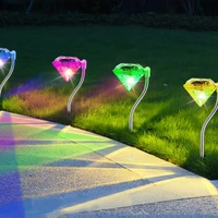 4pcs solar light led lawn lamp diamond outdoor night lighting waterproof rainproof garden park villa path landscape decoration