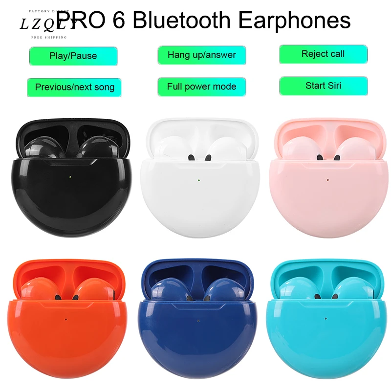 

PRO6 Bluetooth 5.0+EDR Wireless Bluetooth Earphones Portable Earbuds Headset Gaming Sport Music Headphones Device Set for xiaomi