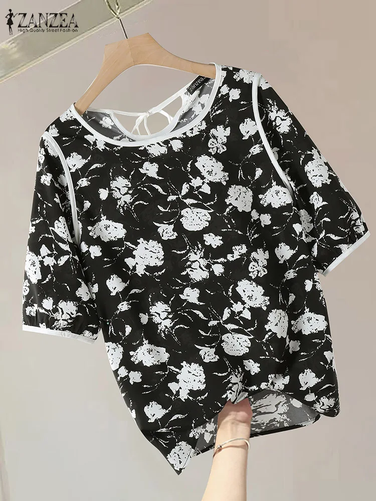 Женские летние топы винтажная рубашка с цветочным принтом богемные блузы на