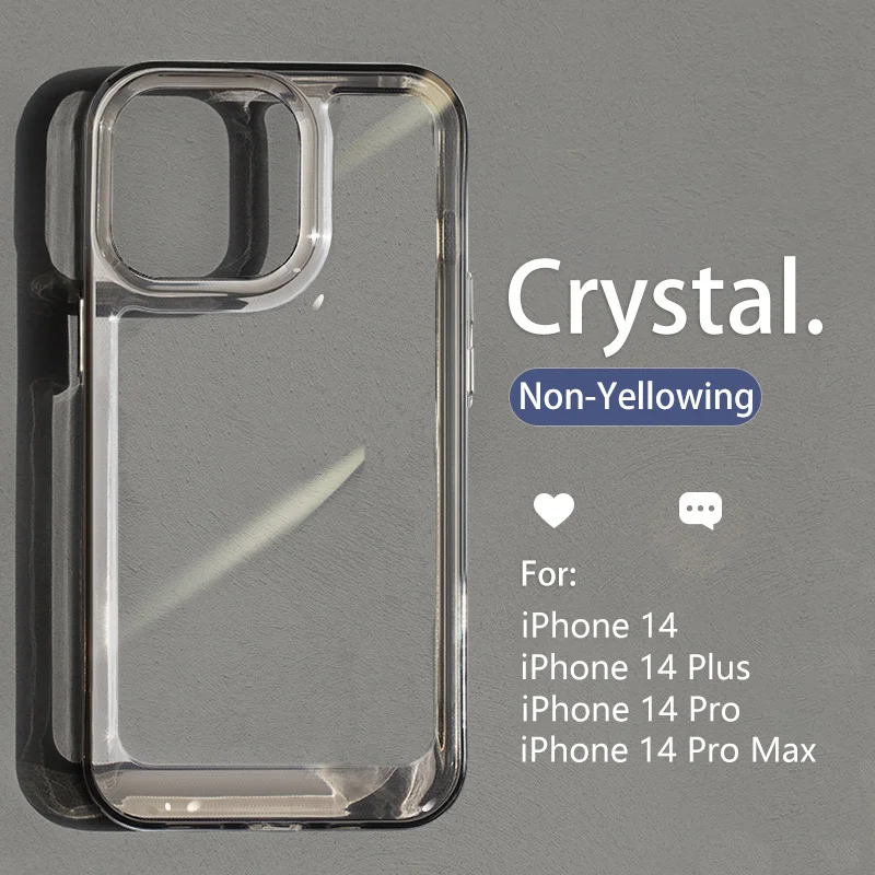 

Luxury Transparent Shockproof Armor Case for iPhone 14 13 12 Mini 11 Pro X XR XS Max 7 8 Plus Clear Bumper Hard Acrylic Cover