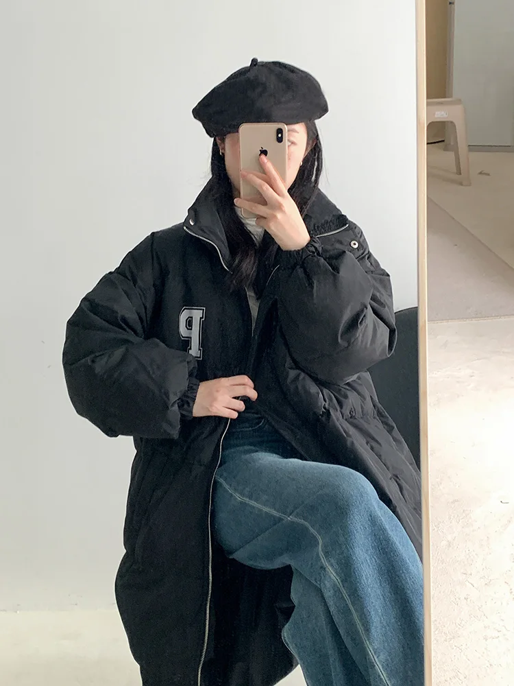2022 New Woman Long Hooded Loose Parkas Fashion Winter Jacket Women Casual Thick Down Cotton Winter Coat Women Warm Outwear