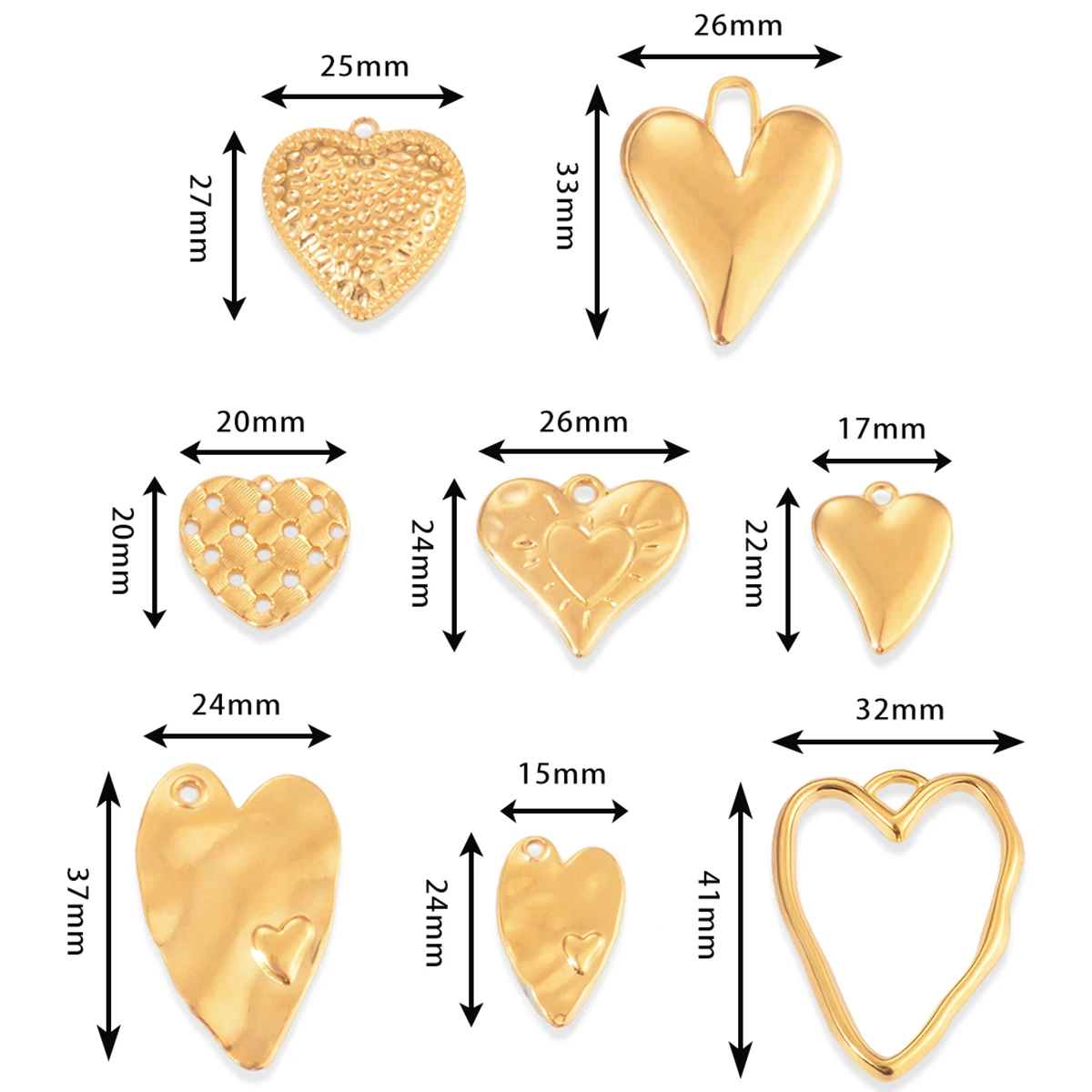 2pcs/lot Stainless Steel Heart Love Charms Pendant DIY Women Necklace Bracelet Pendant for Jewelry Making Supplies Handmade Gift