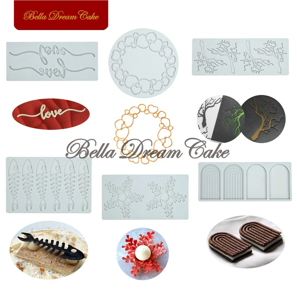 

Fish Bone/Flower Ring/Archway Lace Mat DIY Fondant Chocolate Mold Molecular Cuisine Silicone Pad Cake Decorating Tools Bakeware