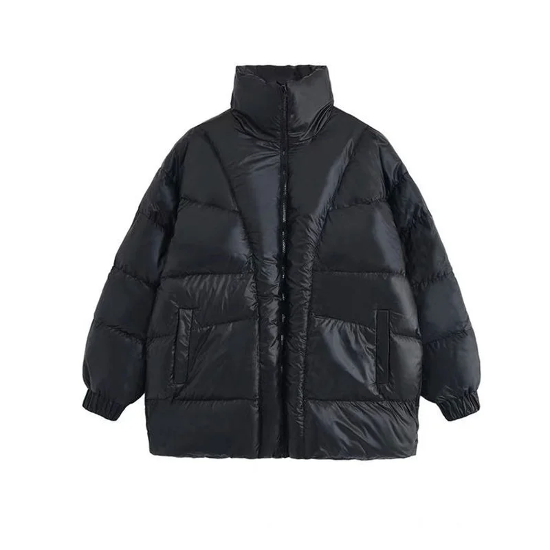 Plus Velvet Thick Warm Down Jacket Autumn and Winter New Style Lazy Wind Loose Simple Wild Long-sleeved Short Cotton Coat
