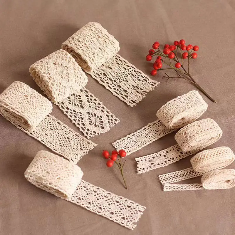 

2/5M 19 Style Vintage Cotton Lace Ribbons White Beige Sewing Lace Fabric Wedding Decoration Site Layout DIY Hand Sewing Supplies
