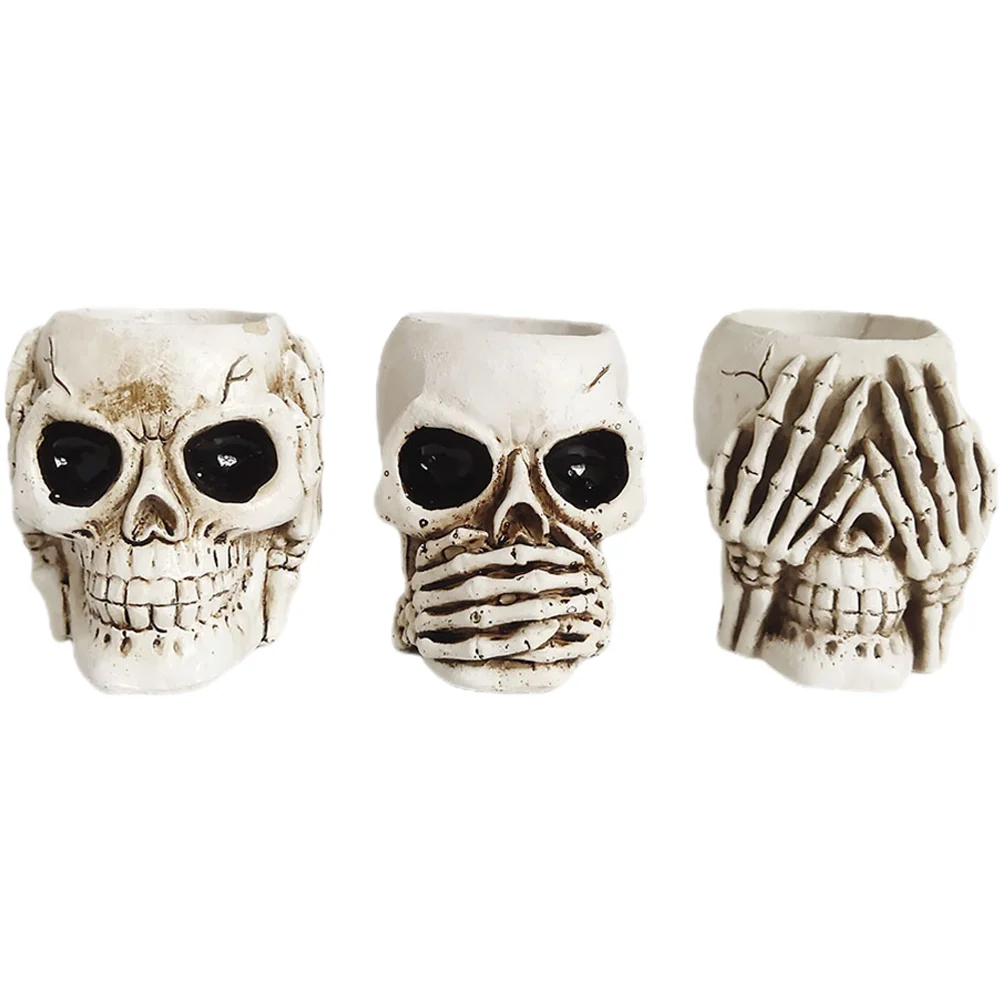

3 Pcs Halloween Decor Decorative Holders Candlestick Decorations Gothic Resin Containers Candlesticks
