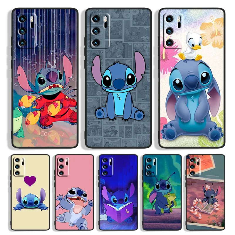 

Cute Lilo Stitch Phone Case For Huawei P10 P20 P30 P40 P50 lite Pro lite E P Smart 2019 Z 2021 2020 Black Funda Cover Soft Back