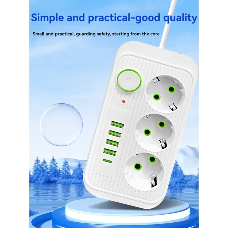 Удлинитель длиной 2 метра с розеткой питания USB и типа C адаптер сетевого фильтра