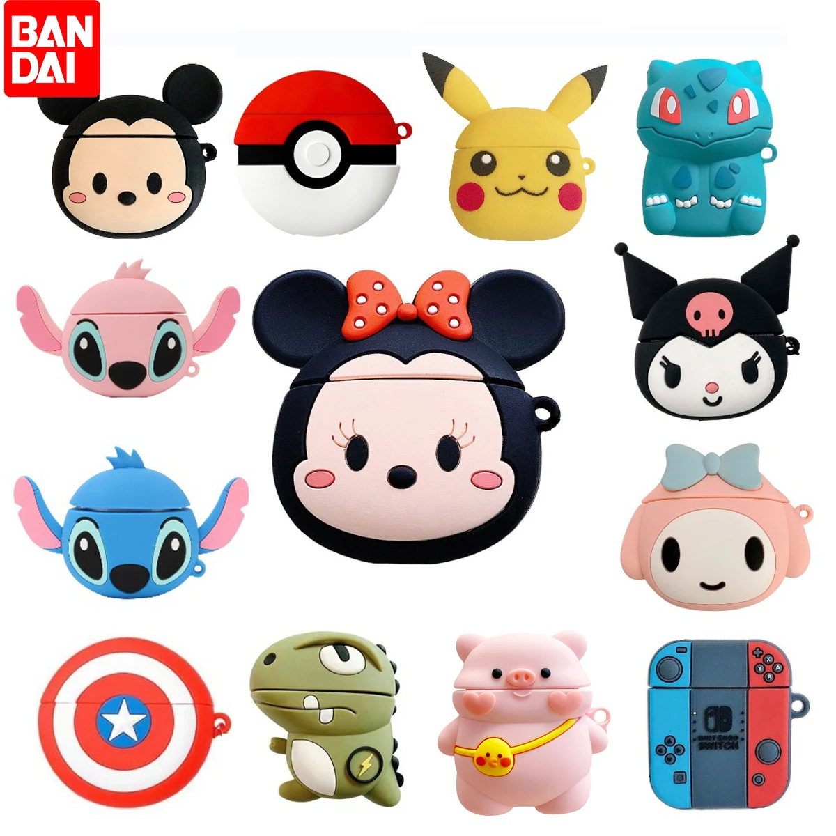Pikachu Stitch чехол с принтом Микки для i12 TWS 3D Силиконовые беспроводные Bluetooth