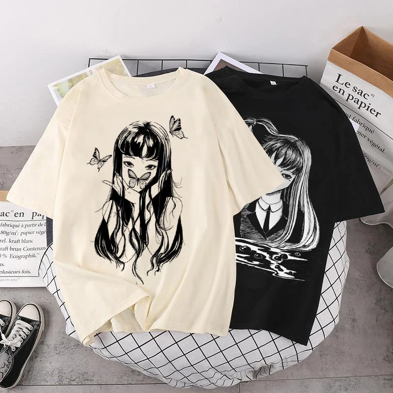 Футболка женская с графическим принтом готическая одежда Junji Ito Tomie Shintaro Kago летняя