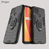 friyoe armor phone case for realme c15 ring kickstand holder shockproof back cover coque