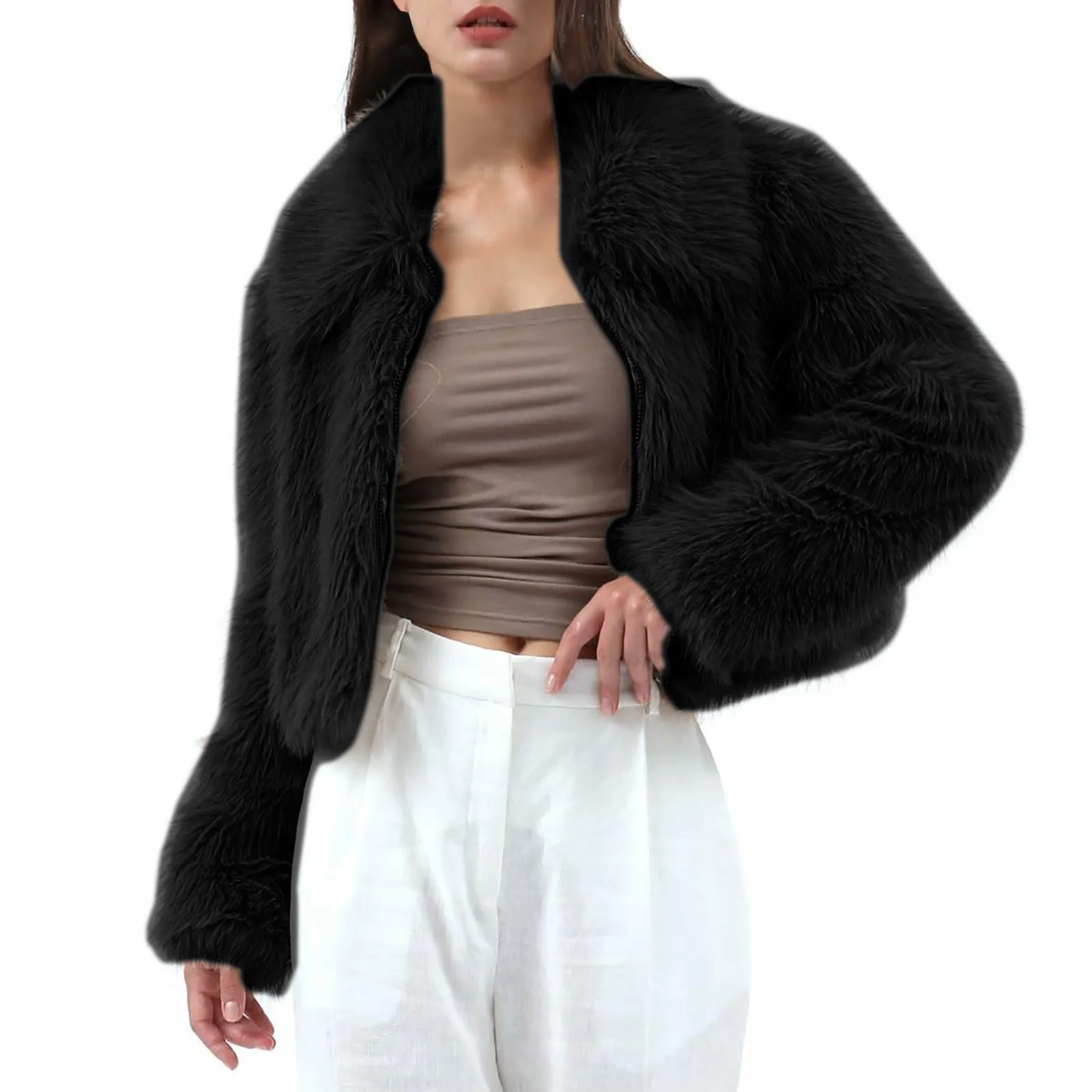 Новое стильное короткое пальто из искусственной лисы Y2K плавающая волосатая