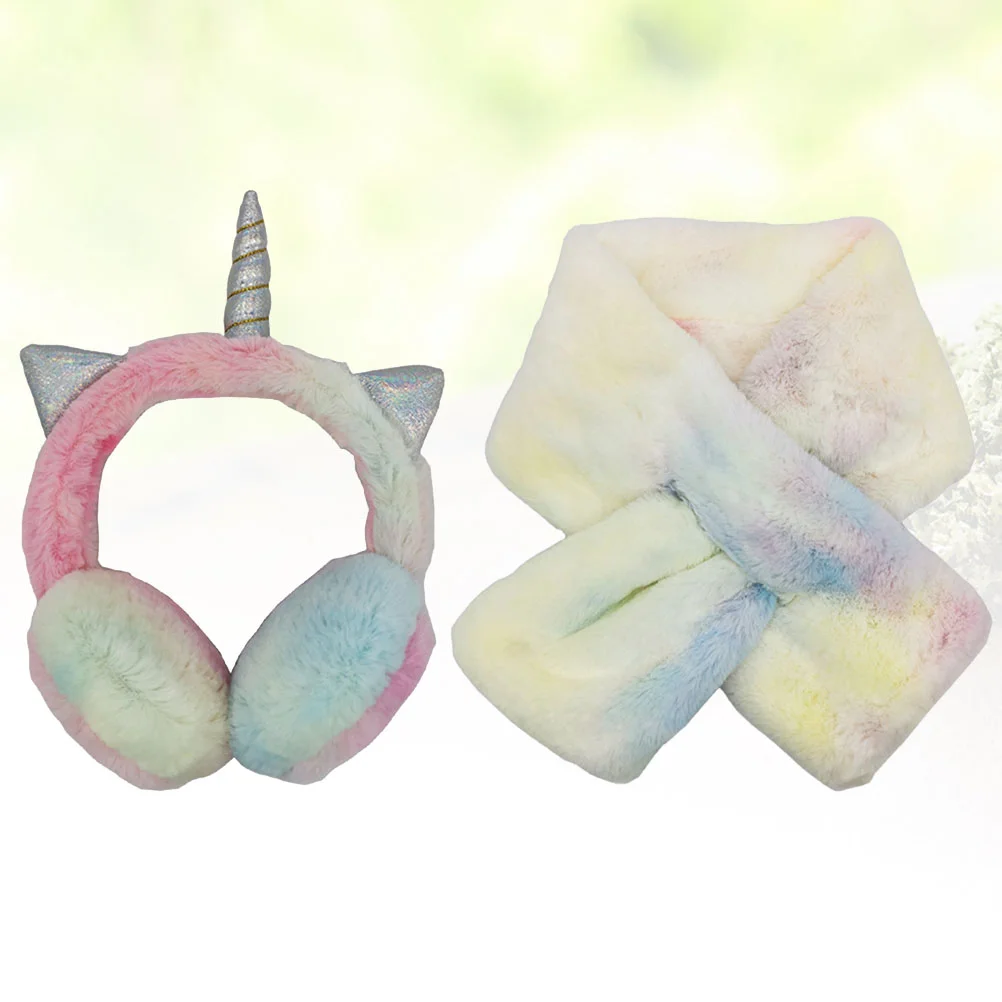 

Ear Warmers Scarf Kids Earmuffs Winterplush Warmer Neckaccessoriesrainbow Furry Fuzzy Coversset Fur Faux Cutesoftfoldable Women