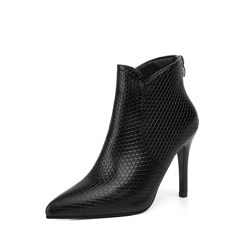 Осень 2023 новые модные ботинки на высоком каблуке женская обувь узком с острым