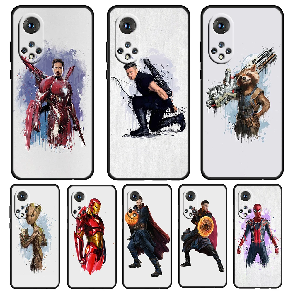 

Marvel Hero In Painting Black Phone Case For Honor 70 60 SE 50 X8 X7 X30 X20 20 10 10X 10i 9C 9A 9X 8A 8X Pro Lite Soft Cover