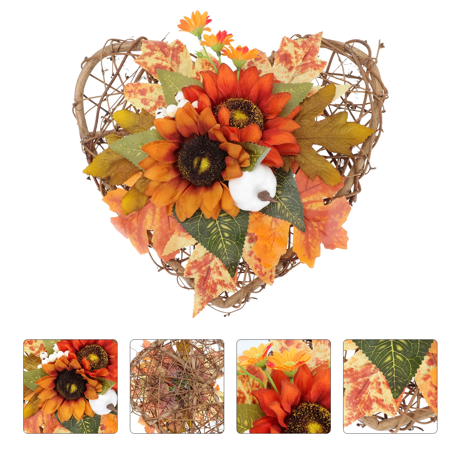 

1Pc Thanksgiving Reef Artificial Fall Floral Wreath Farmhouse Welcome Sign Door Hanger Welcome Door Sign