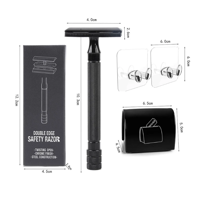 

Double Edge Safety Razor Bamboo Handle Shaving Razor with 5 Standard Free Blades