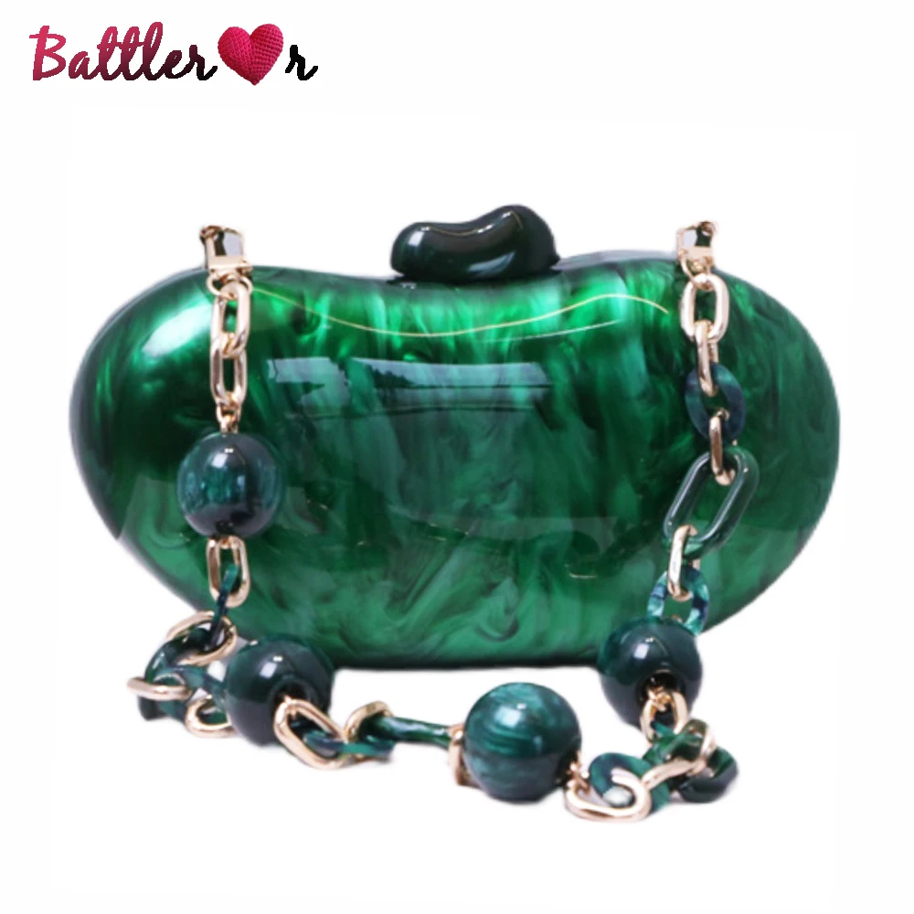 

Fashion Luxury Beading Clutch Pea Shape Bag for Women Designer Green Clutch Wedding Bags Women Beads Chain Clutch Party Handbag