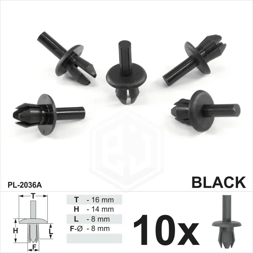 

10x 8mm Bumper Splash Guard Arch Lining Plastic Push Rivet Panel Trim Car Clips