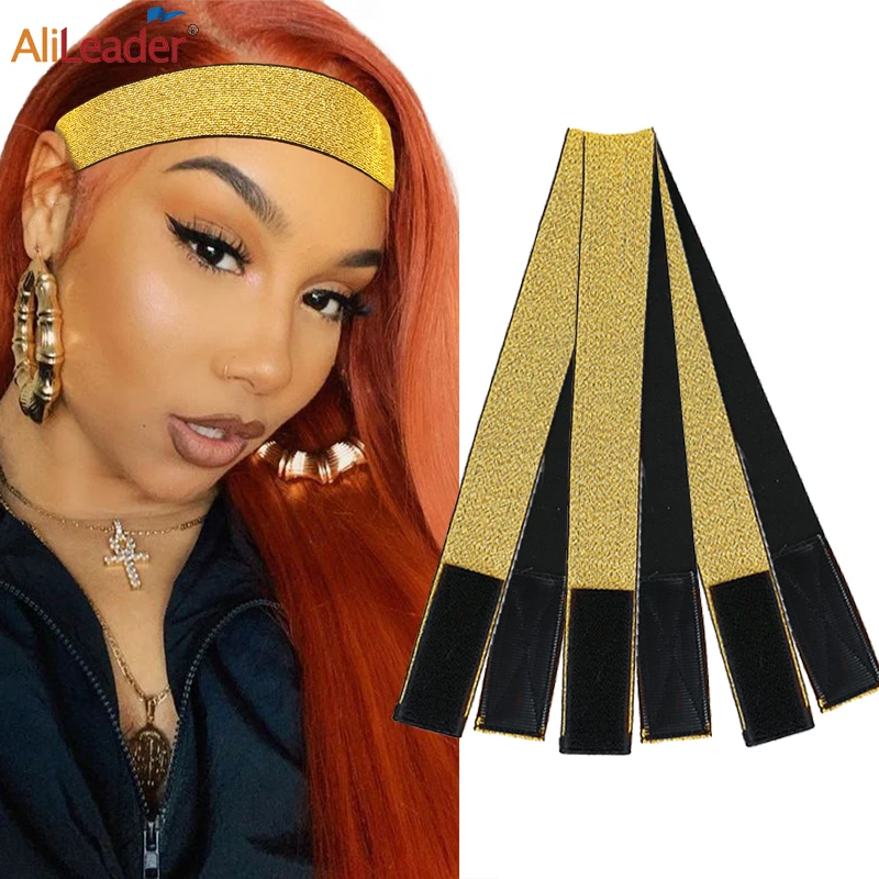 

New 2PCS Wig Wearing Headband Adjustable Elastic Wig Grip Edge Laying Scarf Hair Fixed Headband Gold Leopard