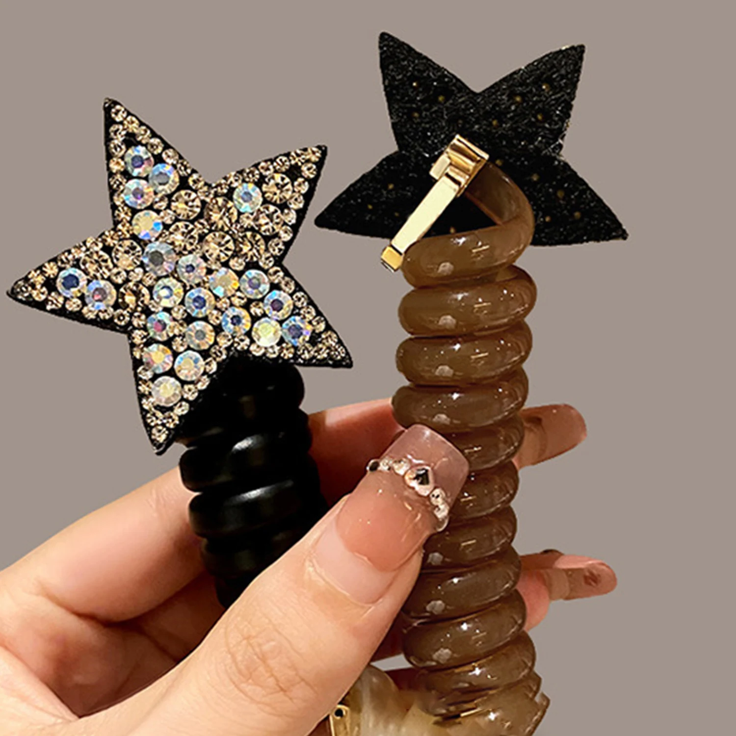 

Elastic Hair Bands Rubber Shining Rhinestone Star Hair Ties Bundle Scrunchies Telephone Wire Hair Accessories Fashion Hairbands