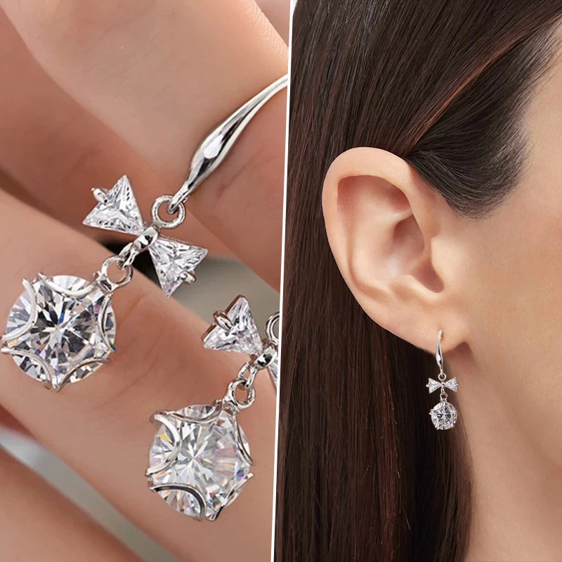 

2023 New Fashion Mini Zircon Cross Drop Pendant Hoop Earrings Hip Hop Dangle Earrings For Women Men Jewelry Ear Accessorie