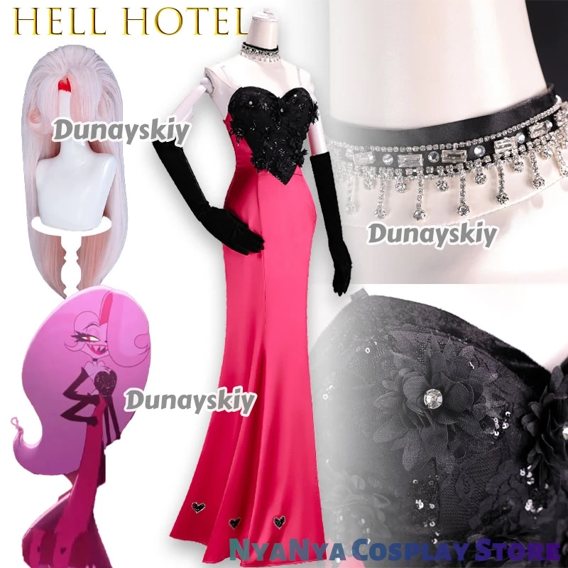 Фото Костюм для косплея Hell Angel Dust Hotel, женское сексуальное платье-униформа для Хэллоуина, карнавала, вечеринки, Рождества, ролевых игр №2