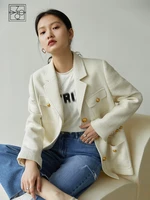 ziqiao japanese new fashion korean chic vintage tweed jacket coat women autumn single breasted plaid tassel office lady outwear