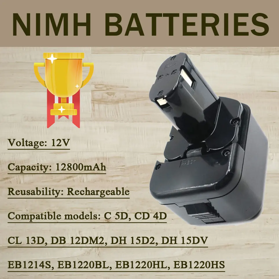 

WNMC Batteries for Hitachi 12V 12800mAh NI-MH: EB1212S, EB1214L, EB1214S, EB1220BL, EB1226HL, EB1230HL, EB1230R