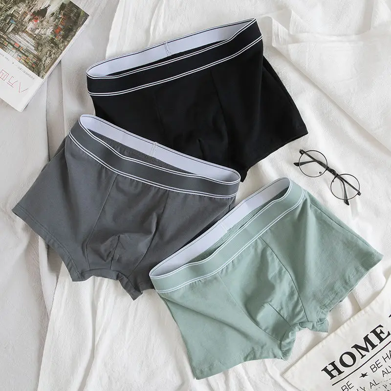 3Pcs Solid Cotton Men's Panties Soft Man Boxer Breathable Underpantss Sports Briefs Mens Sexy Underwear 2022 Quick Dry Shorts