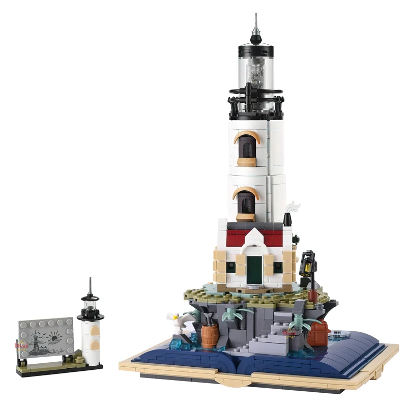 

Модель маяков MOC, башня, креативные строительные блоки, средневековый маяк, LDE кирпичи в сборе, аксессуары для детей, подарок