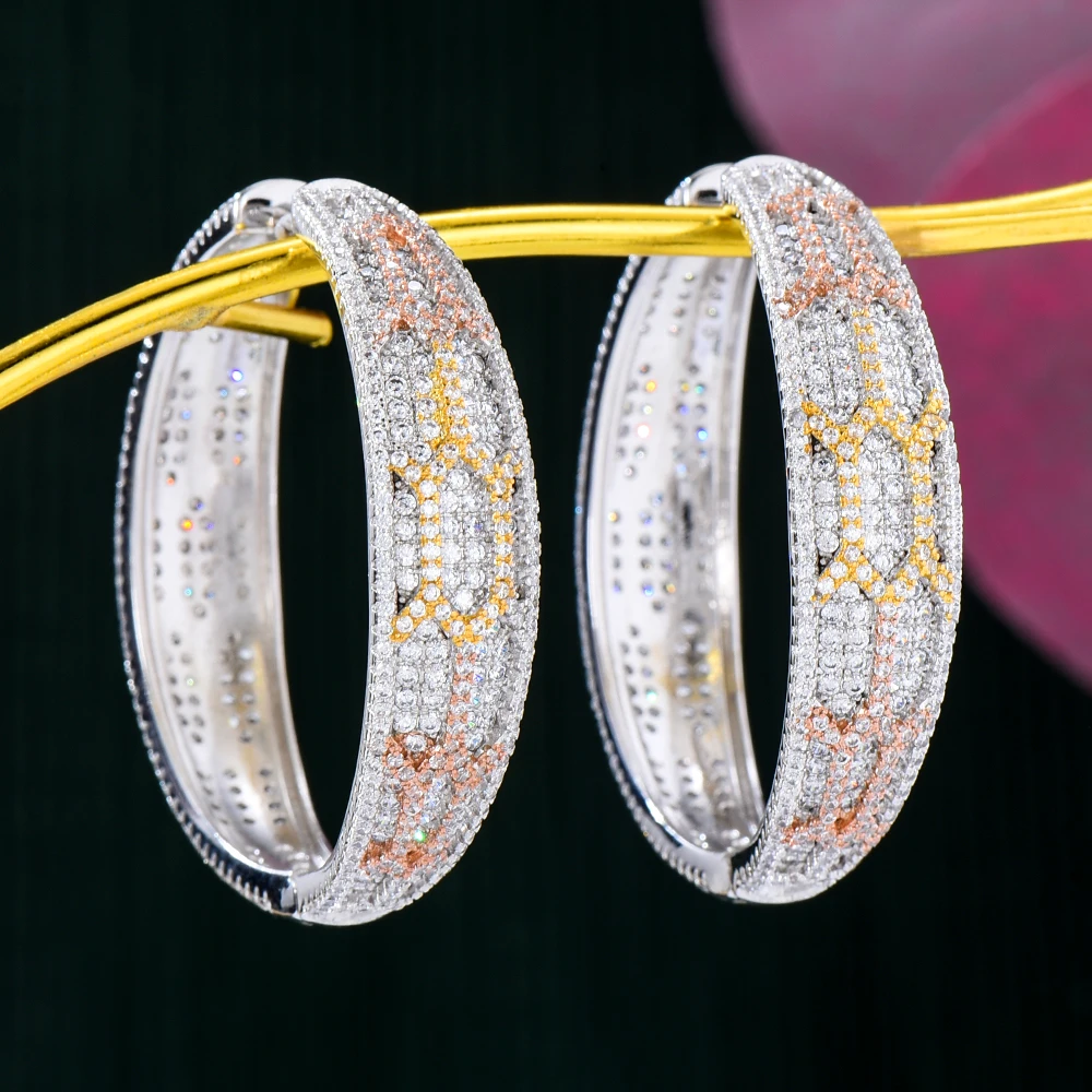 Новые роскошные трехцветные серьги-кольца Blachette для женщин, свадебные ювелирные изделия для свадьбы, помолвки, юбилея, трендовые аксессуары